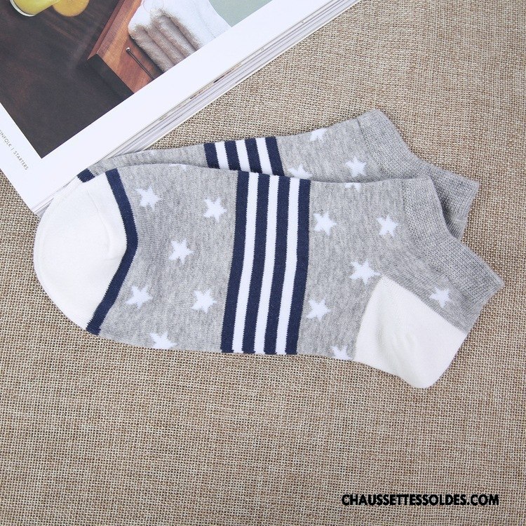 Chaussettes Courtes Homme Été Nouvelles Arrivées Printemps Étoile Mouvement Coton Bio Bleu Marin