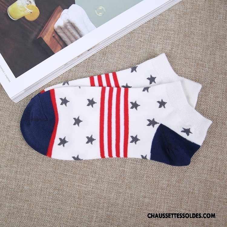 Chaussettes Courtes Homme Été Nouvelles Arrivées Printemps Étoile Mouvement Coton Bio Bleu Marin