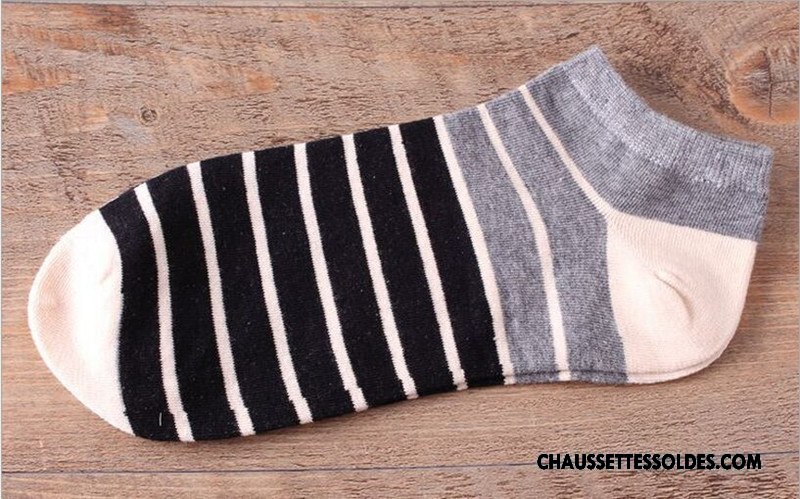 Chaussettes Courtes Homme Été Rayé Invisible Printemps Chaussette Basse Coupée 100% Coton Rouge Clair