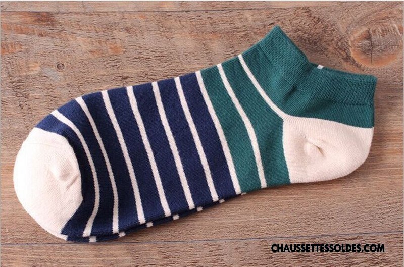 Chaussettes Courtes Homme Été Rayé Invisible Printemps Chaussette Basse Coupée 100% Coton Rouge Clair