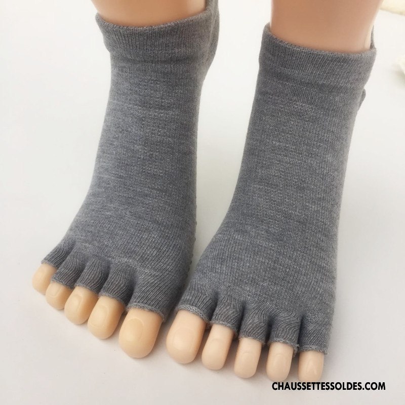 Chaussettes De Yoga Femme 100% Coton Doigts Exposés Le Nouveau Ultra Antidérapant Cinq Doigts Noir