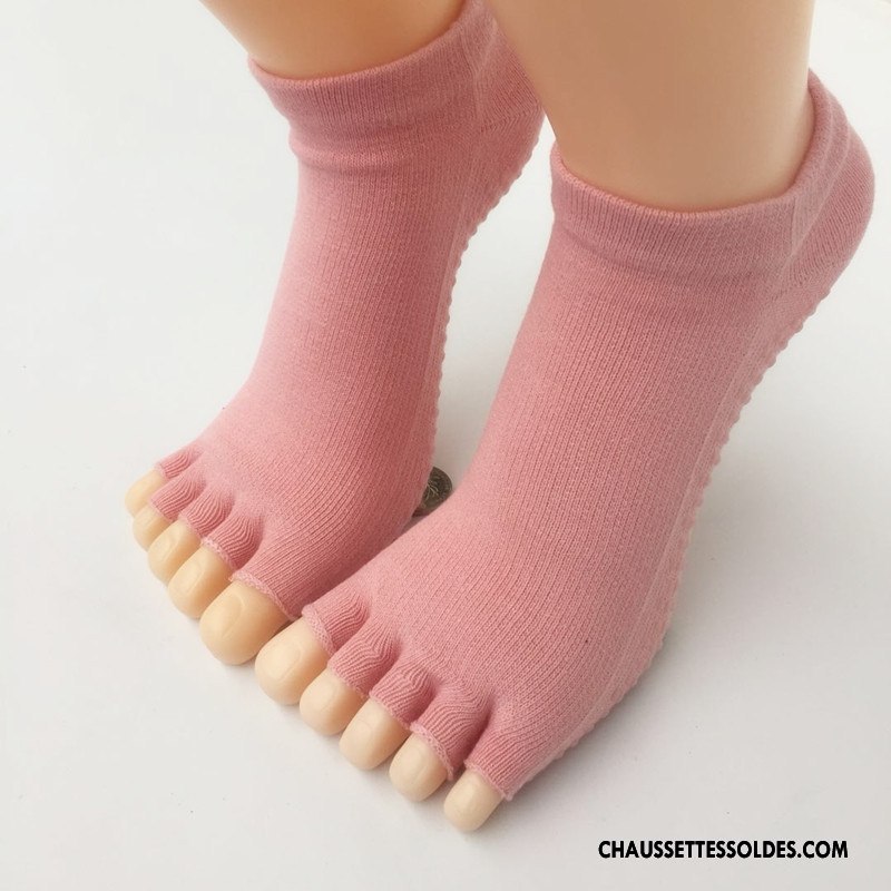 Chaussettes De Yoga Femme 100% Coton Doigts Exposés Le Nouveau Ultra Antidérapant Cinq Doigts Noir