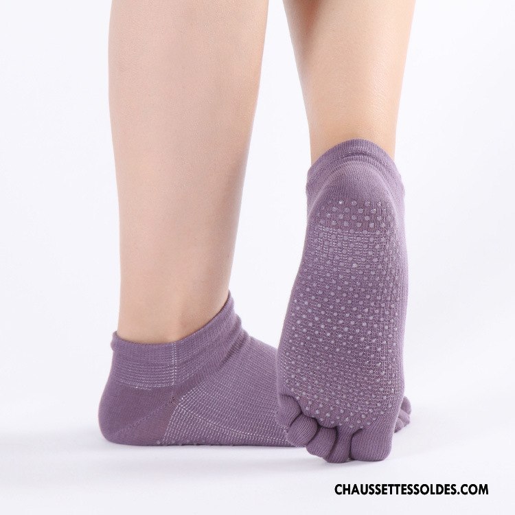 Chaussettes De Yoga Femme Absorber La Sueur Cinq Doigts Coton Bio Mouvement Ouverture Du Pied 100% Coton Bordeaux