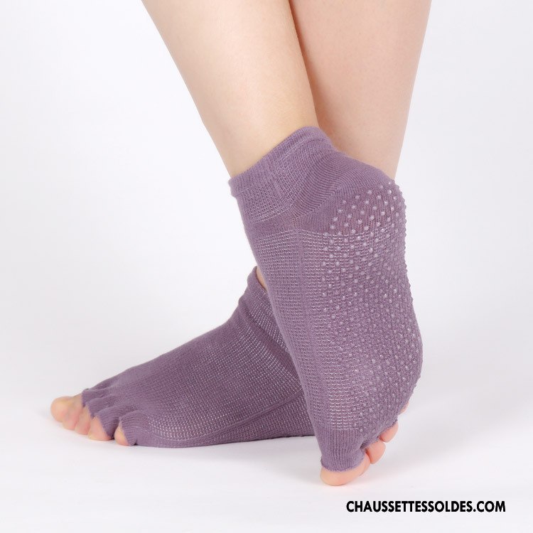 Chaussettes De Yoga Femme Absorber La Sueur Cinq Doigts Coton Bio Mouvement Ouverture Du Pied 100% Coton Bordeaux