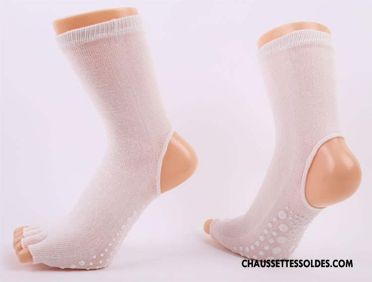 Chaussettes De Yoga Femme Absorber La Sueur Dame Milieu Respirant Matelassé Ouverture Du Pied Noir