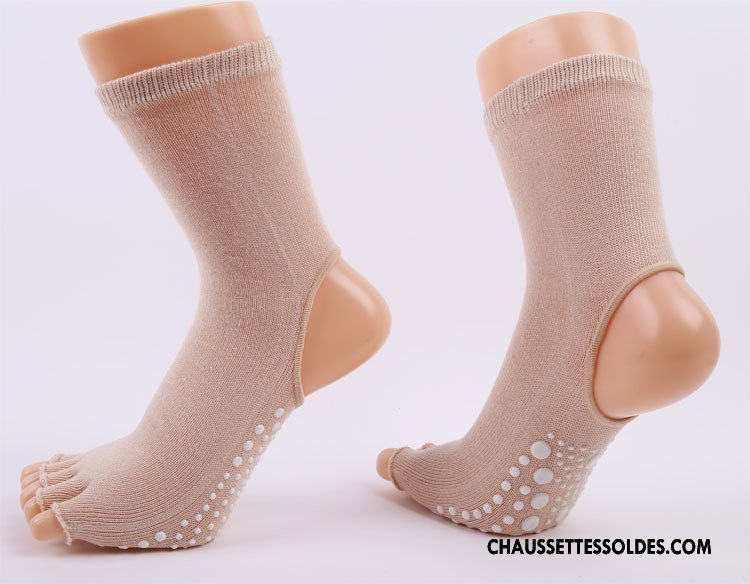 Chaussettes De Yoga Femme Absorber La Sueur Dame Milieu Respirant Matelassé Ouverture Du Pied Noir