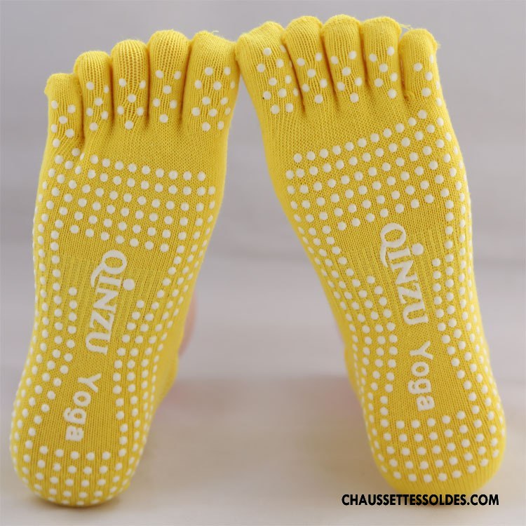 Chaussettes De Yoga Femme Antidérapant Cinq Doigts Matelassé Le Nouveau Jaune