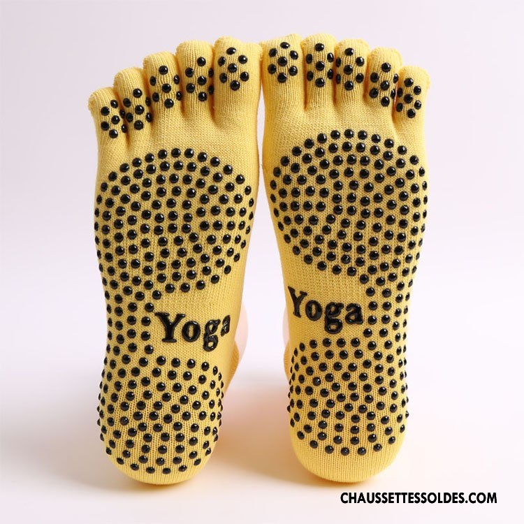 Chaussettes De Yoga Femme Antidérapant Cinq Doigts Matelassé Le Nouveau Jaune