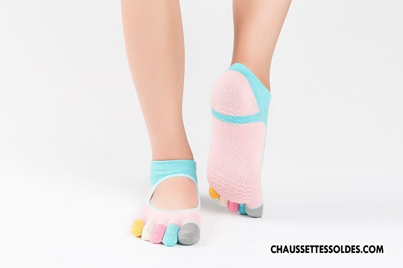 Chaussettes De Yoga Femme Antidérapant Dame Mouvement Coton Bio Cinq Doigts Imprimé Noir
