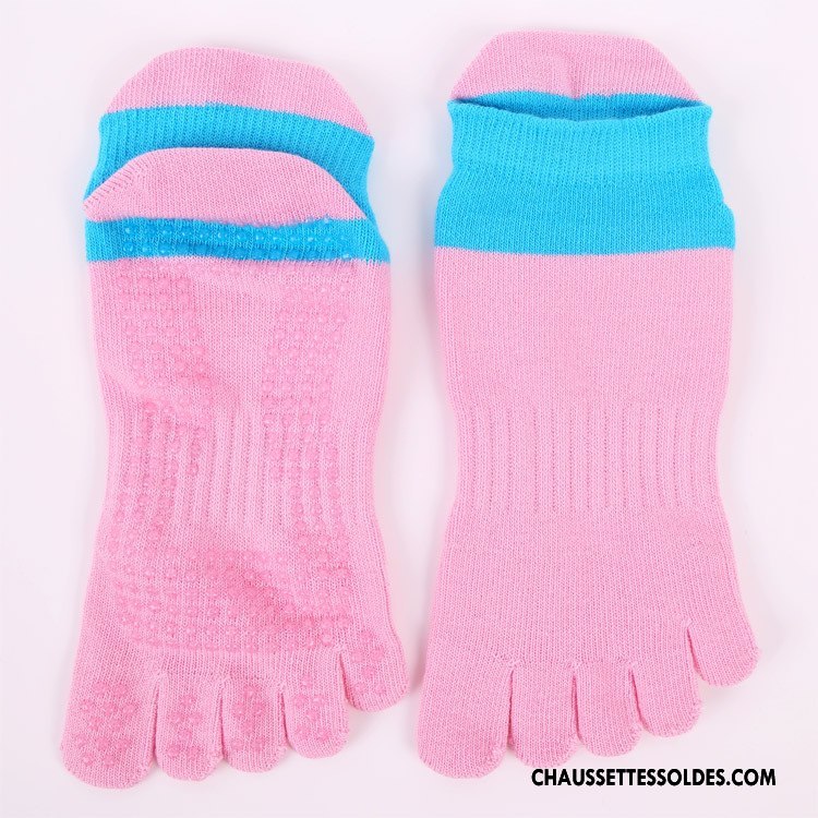 Chaussettes De Yoga Femme Antidérapant Matelassé Mouvement Cinq Doigts Orange