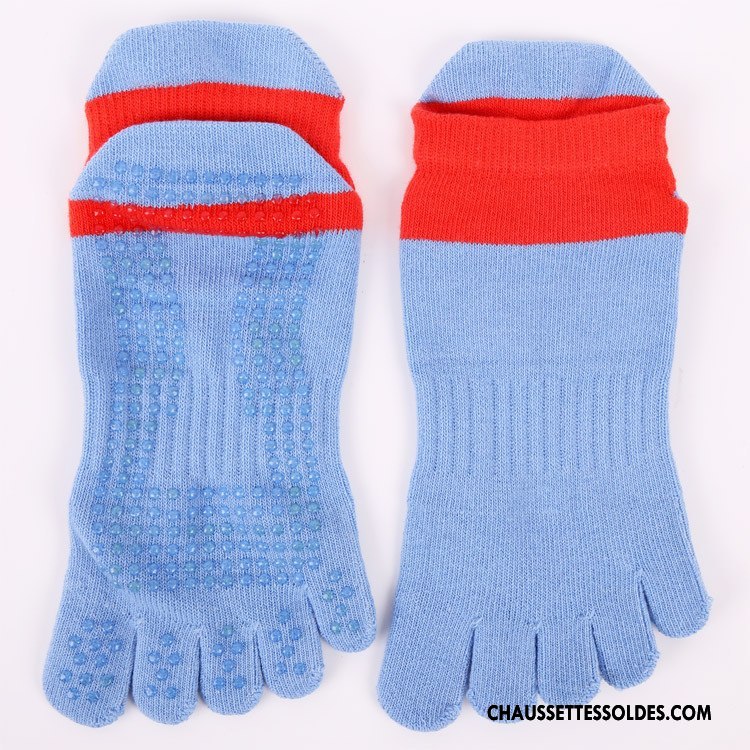 Chaussettes De Yoga Femme Antidérapant Matelassé Mouvement Cinq Doigts Orange