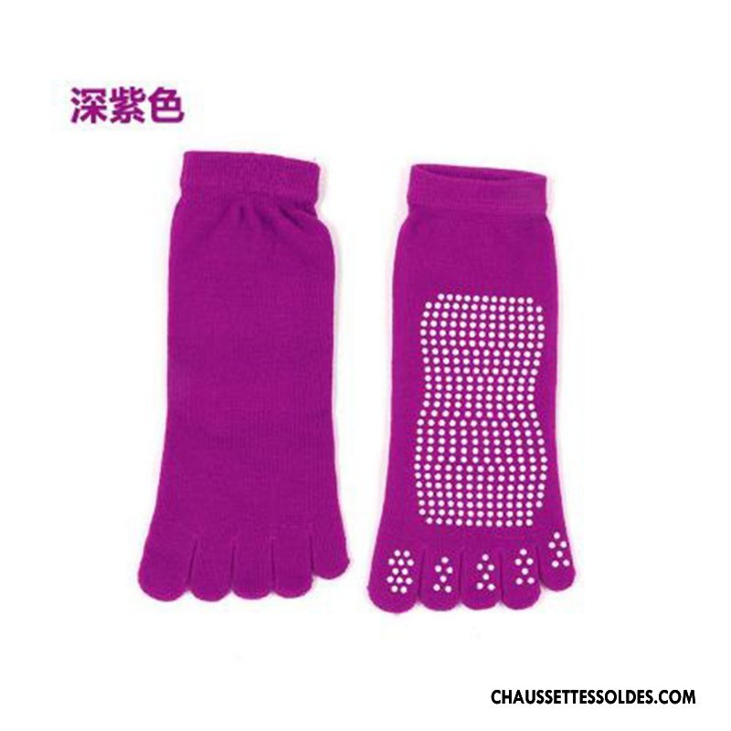 Chaussettes De Yoga Femme Antidérapant Respirant Métier Silicone Absorber La Sueur 100% Coton Gris