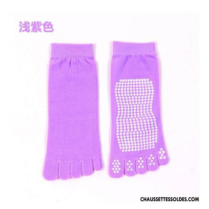 Chaussettes De Yoga Femme Antidérapant Respirant Métier Silicone Absorber La Sueur 100% Coton Gris
