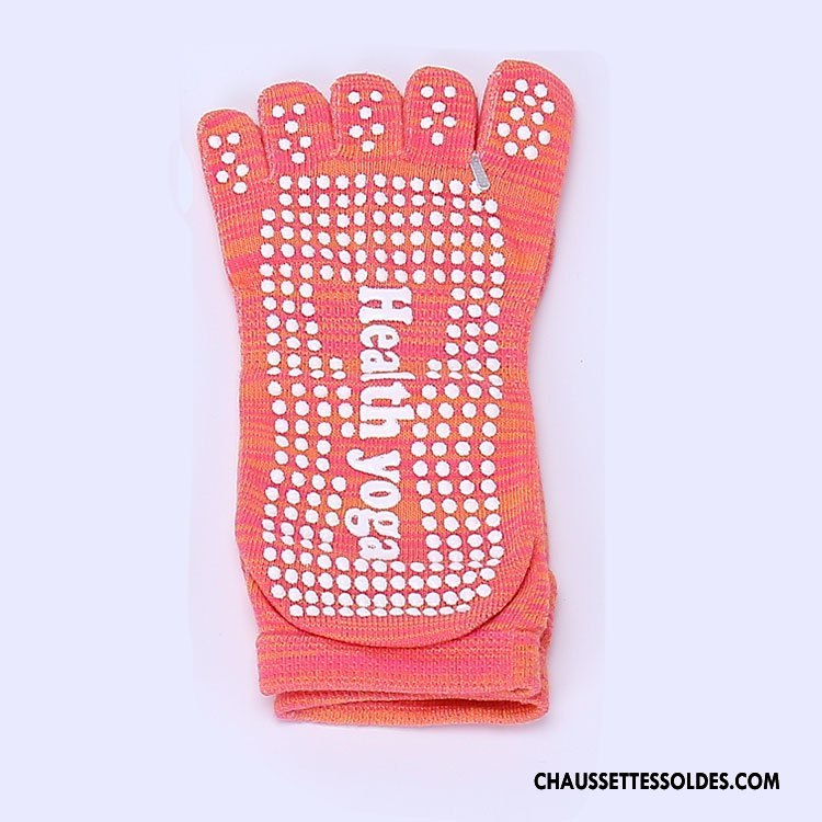 Chaussettes De Yoga Femme Antidérapant Rétro Cinq Doigts Coton Bio Bicolore Dame Bleu