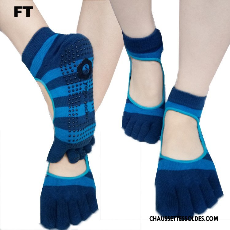Chaussettes De Yoga Femme Cinq Doigts Demi-doigt Europe Ouverture Du Pied Antidérapant Dos Nu Rose Gris