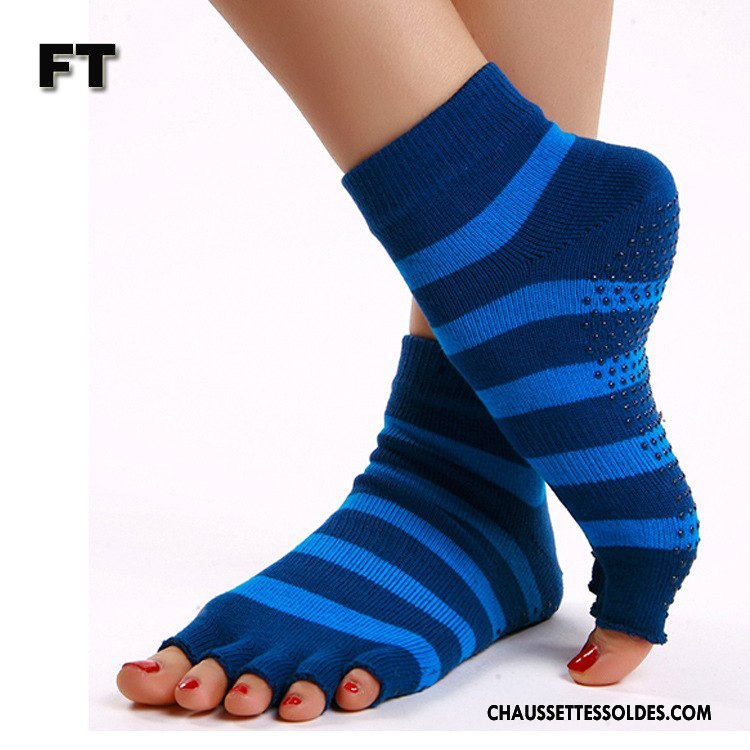 Chaussettes De Yoga Femme Cinq Doigts Demi-doigt Europe Ouverture Du Pied Antidérapant Dos Nu Rose Gris