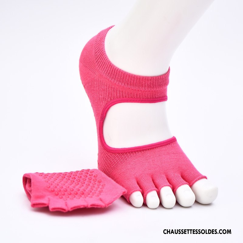 Chaussettes De Yoga Femme Cinq Doigts Ouverture Du Pied Chaussettes En Coton Antidérapant Silicone Métier Pure Vert