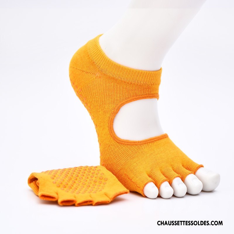 Chaussettes De Yoga Femme Cinq Doigts Ouverture Du Pied Chaussettes En Coton Antidérapant Silicone Métier Pure Vert