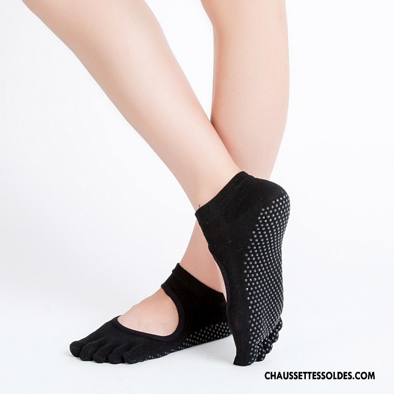 Chaussettes De Yoga Femme Cinq Doigts Ouverture Du Pied Métier Antidérapant Coton Bio Mouvement Gris