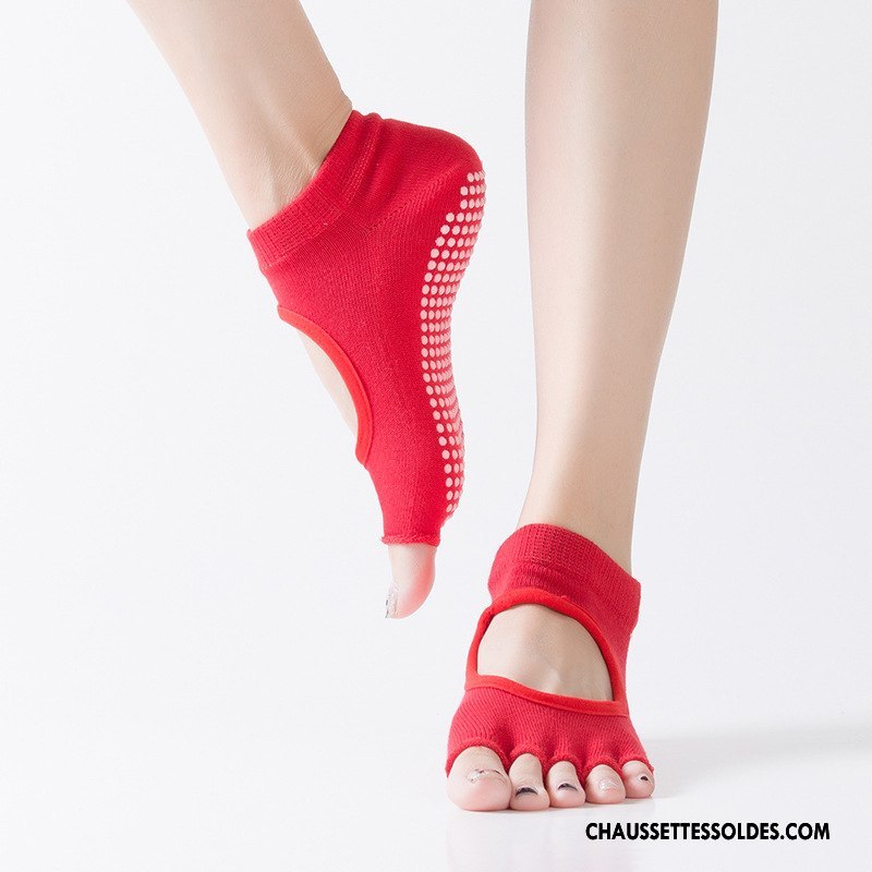 Chaussettes De Yoga Femme Cinq Doigts Ouverture Du Pied Métier Antidérapant Coton Bio Mouvement Gris