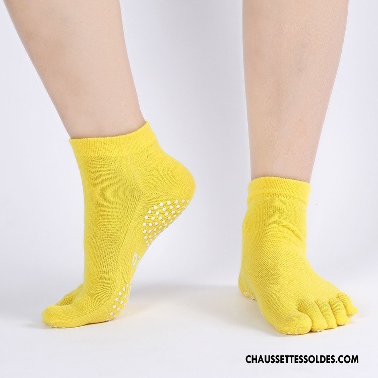 Chaussettes De Yoga Femme Coton Bio Antidérapant Danse Dame Ouverture Du Pied Cinq Doigts Violet Foncé
