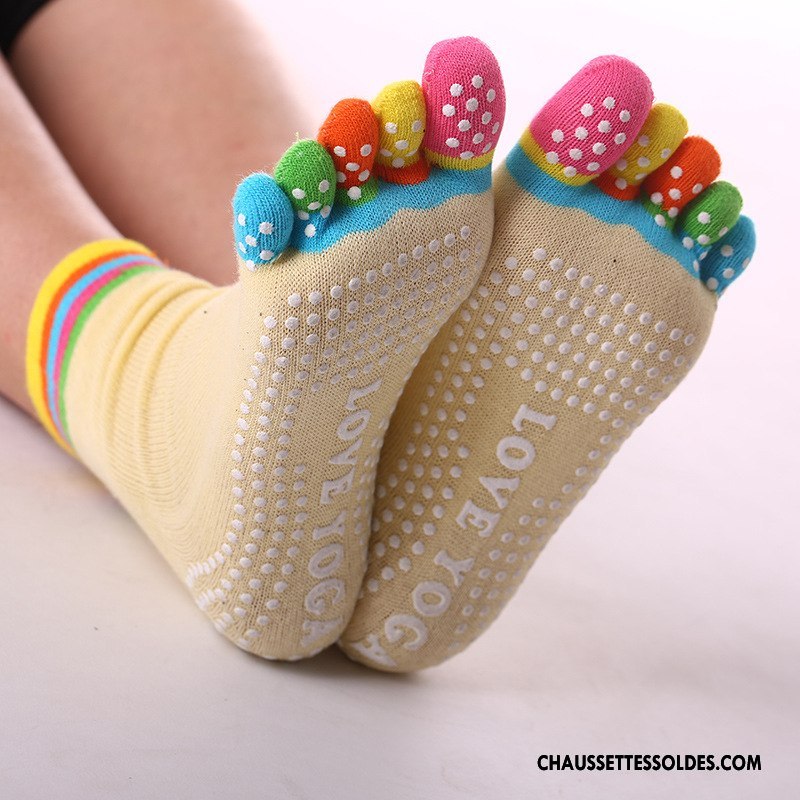 Chaussettes De Yoga Femme Coton Bio Dame Antidérapant Livraison Gratuite Cinq Doigts Bleu