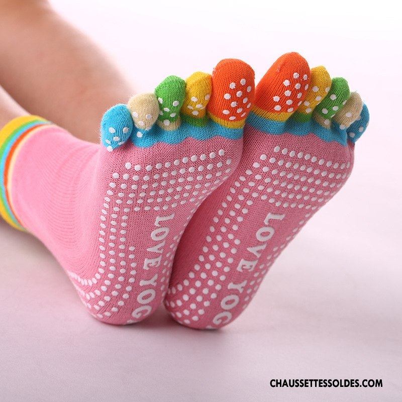 Chaussettes De Yoga Femme Coton Bio Dame Antidérapant Livraison Gratuite Cinq Doigts Bleu