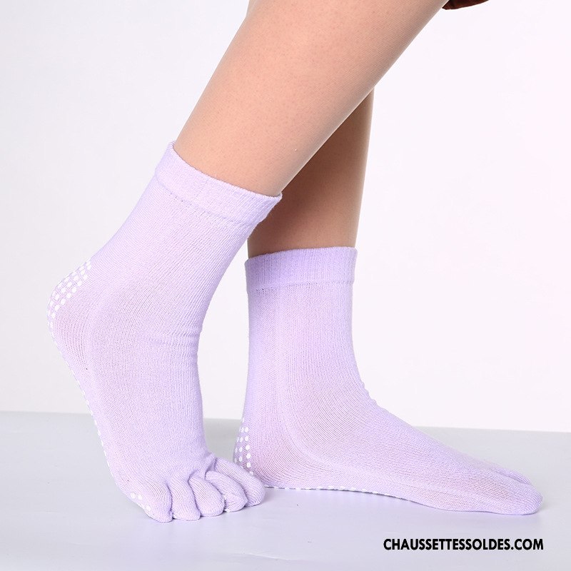 Chaussettes De Yoga Femme Coton Bio Dame Antidérapant Livraison Gratuite Cinq Doigts Bleu