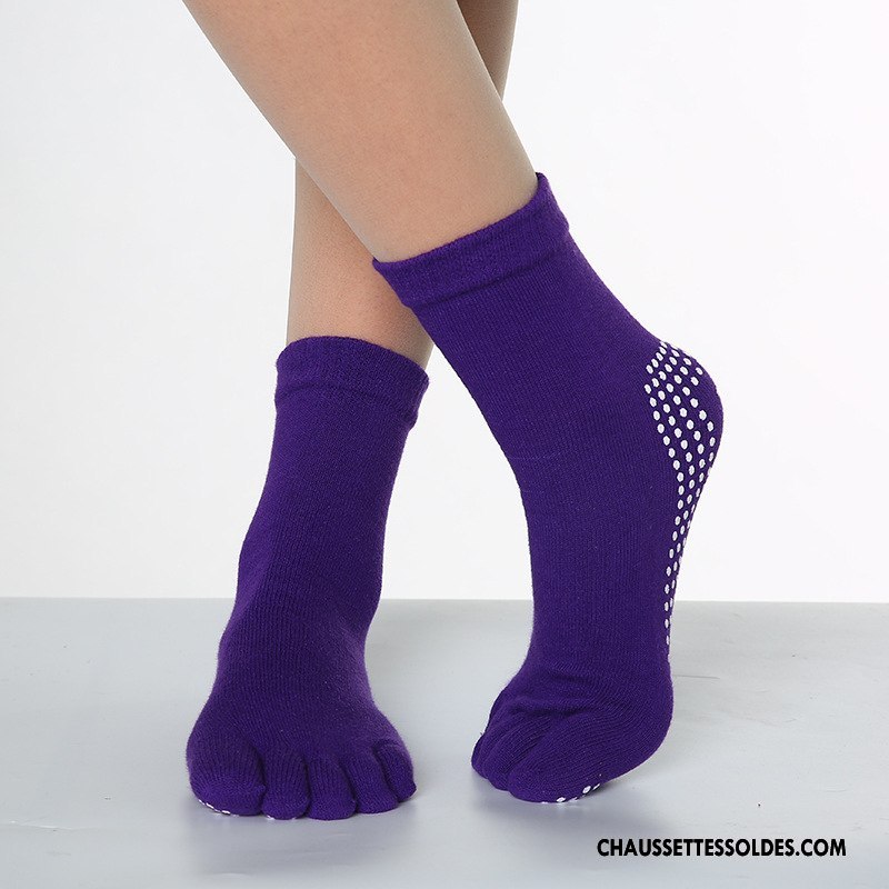 Chaussettes De Yoga Femme Coton Bio Dame Antidérapant Livraison Gratuite Cinq Doigts Bleu