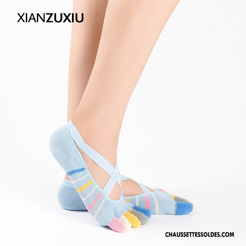 Chaussettes De Yoga Femme Coton Bio Métier Laçage 100% Coton Silicone Cinq Doigts Noir
