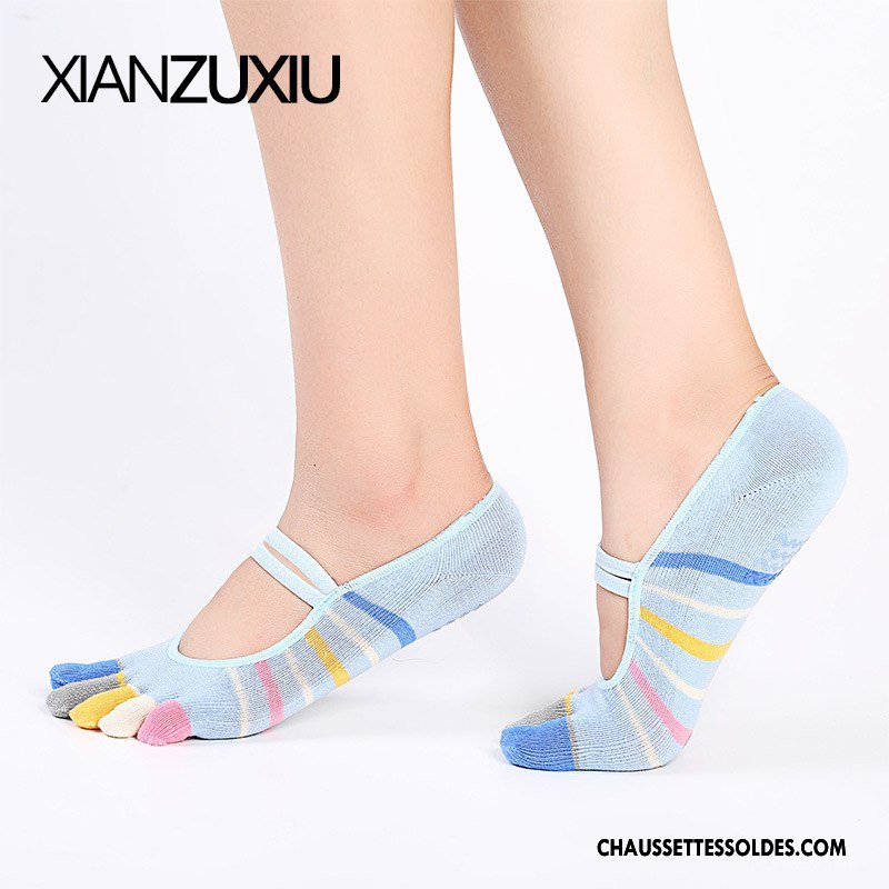 Chaussettes De Yoga Femme Coton Bio Métier Laçage 100% Coton Silicone Cinq Doigts Noir