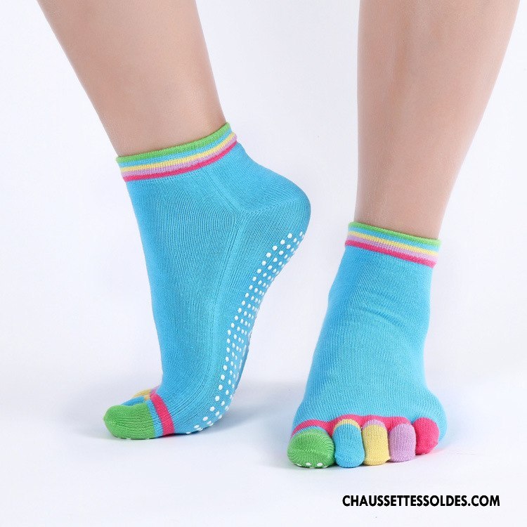Chaussettes De Yoga Femme Dame Antidérapant Cinq Doigts Couleur Absorber La Sueur Coton Bio Coloré Jaune