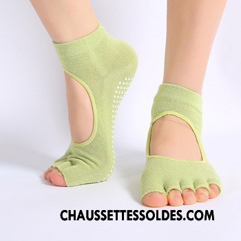 Chaussettes De Yoga Femme Dame Antidérapant Cinq Doigts Danse Mode Coton Bio Vert