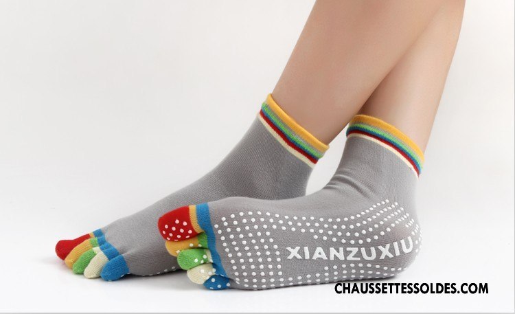Chaussettes De Yoga Femme Dame Cinq Doigts Antidérapant Danse Europe Gris