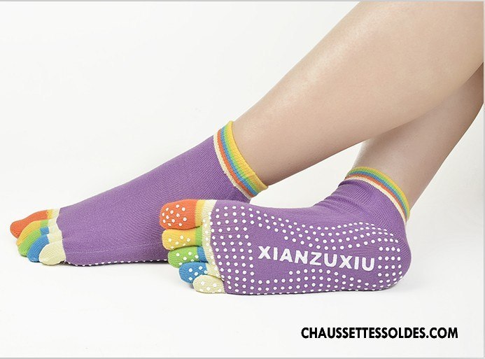 Chaussettes De Yoga Femme Dame Cinq Doigts Antidérapant Danse Europe Gris