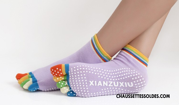 Chaussettes De Yoga Femme Dame Cinq Doigts Antidérapant Danse Europe Gris