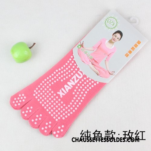 Chaussettes De Yoga Femme Dame Cinq Doigts Massage Mouvement Antidérapant Coton Bio Bleu