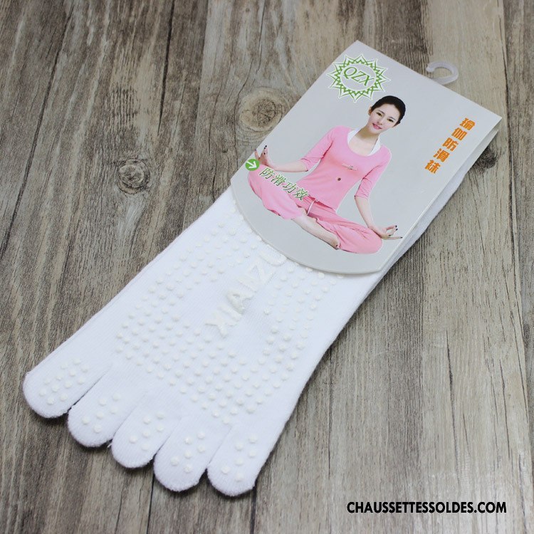 Chaussettes De Yoga Femme Dame Cinq Doigts Massage Mouvement Antidérapant Coton Bio Bleu
