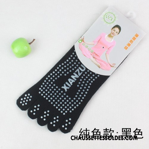 Chaussettes De Yoga Femme Dame Cinq Doigts Massage Mouvement Antidérapant Coton Bio Bleu
