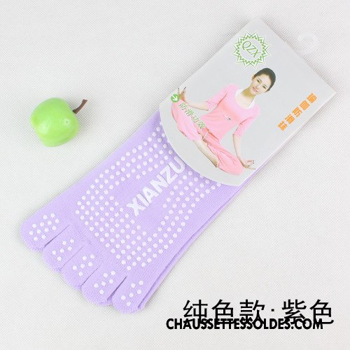 Chaussettes De Yoga Femme Dame Cinq Doigts Massage Mouvement Antidérapant Coton Bio Bleu