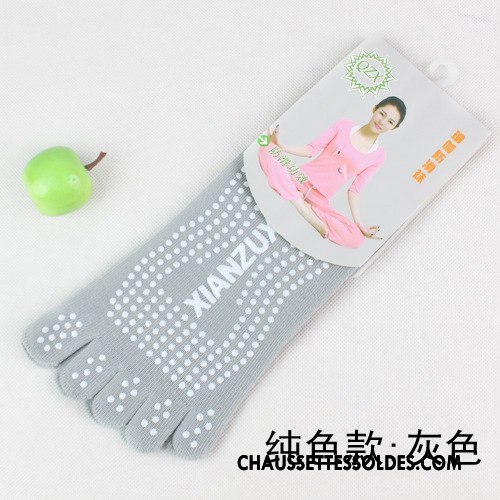 Chaussettes De Yoga Femme Dame Cinq Doigts Massage Mouvement Antidérapant Coton Bio Bleu