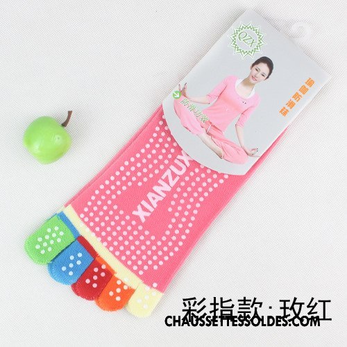 Chaussettes De Yoga Femme Dame Cinq Doigts Massage Mouvement Antidérapant Coton Bio Bleu