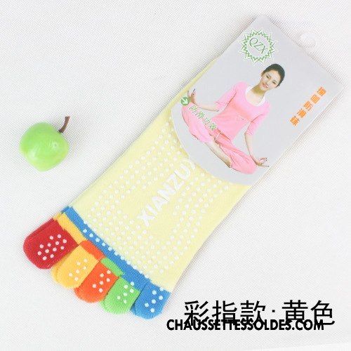 Chaussettes De Yoga Femme Dame Cinq Doigts Massage Mouvement Antidérapant Coton Bio Bleu