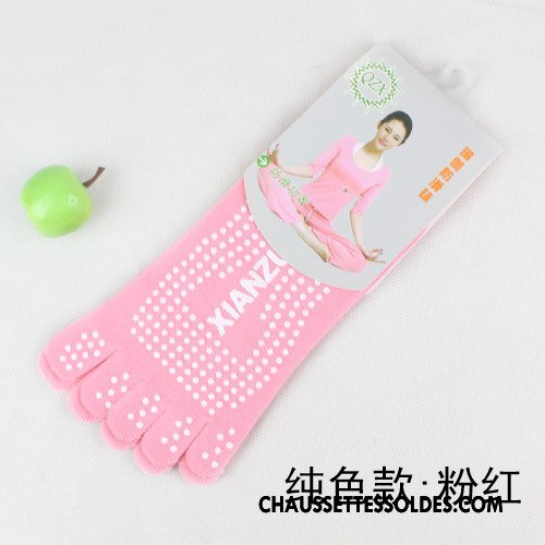 Chaussettes De Yoga Femme Dame Cinq Doigts Massage Mouvement Antidérapant Coton Bio Bleu
