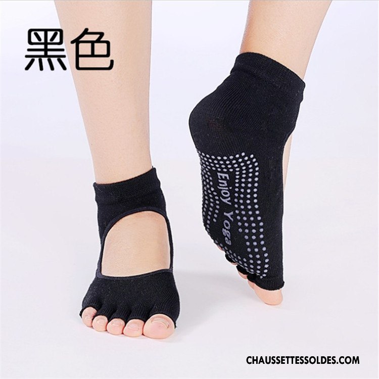 Chaussettes De Yoga Femme Dame Ouverture Du Pied Printemps Cinq Doigts Métier Antidérapant Vert