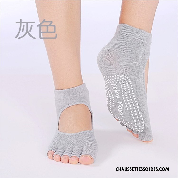 Chaussettes De Yoga Femme Dame Ouverture Du Pied Printemps Cinq Doigts Métier Antidérapant Vert