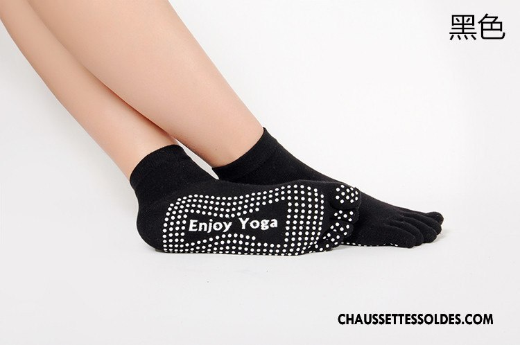 Chaussettes De Yoga Femme Dame Santé Cinq Doigts Antidérapant Mouvement Chaussettes En Coton Violet
