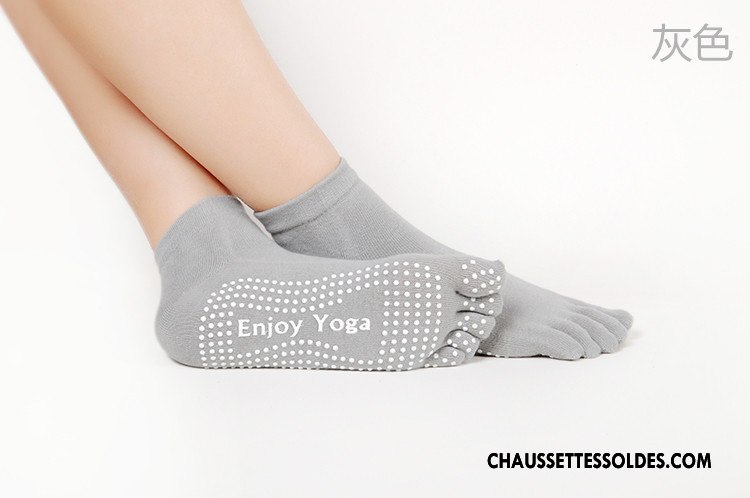 Chaussettes De Yoga Femme Dame Santé Cinq Doigts Antidérapant Mouvement Chaussettes En Coton Violet