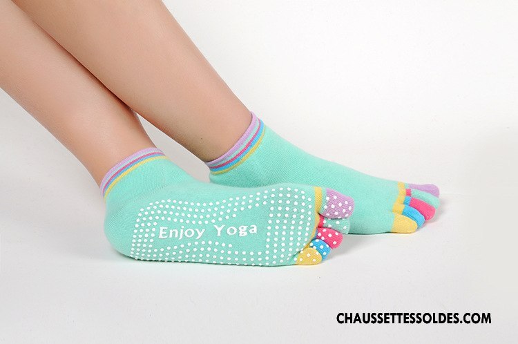 Chaussettes De Yoga Femme Dame Santé Cinq Doigts Antidérapant Mouvement Chaussettes En Coton Violet
