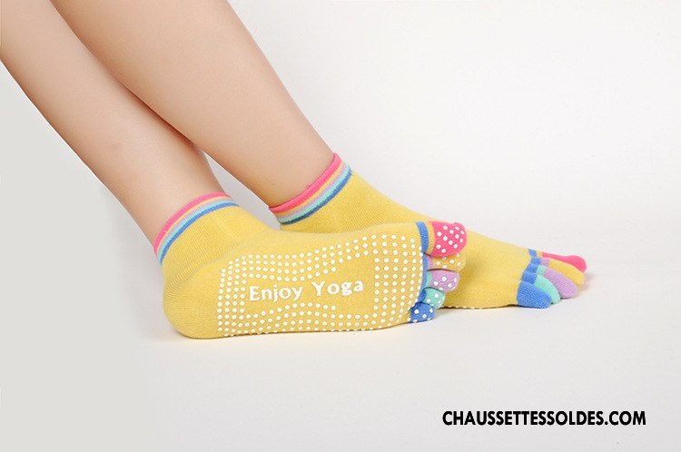Chaussettes De Yoga Femme Dame Santé Cinq Doigts Antidérapant Mouvement Chaussettes En Coton Violet
